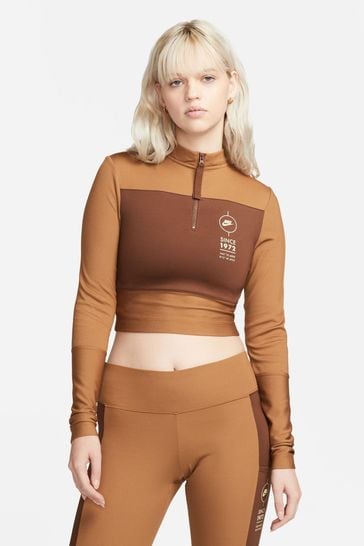 Buy Nike Brown Sports Utility Long Sleeve Ribbed Top from Next Ireland