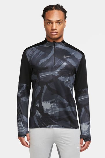 Nike Black/Grey Dri-FIT Element Camo Half Zip T-Shirt