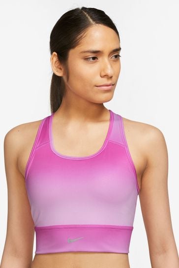 Nike Pink/Lilac Dri-FIT Swoosh Run Long-Line Bra