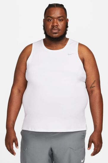 Nike White Dri FIT Miler Running Vest