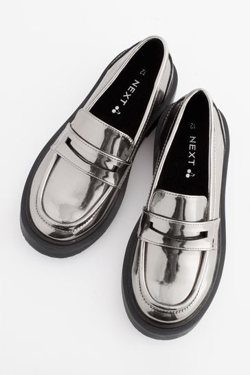 Silver metallic cheap loafers