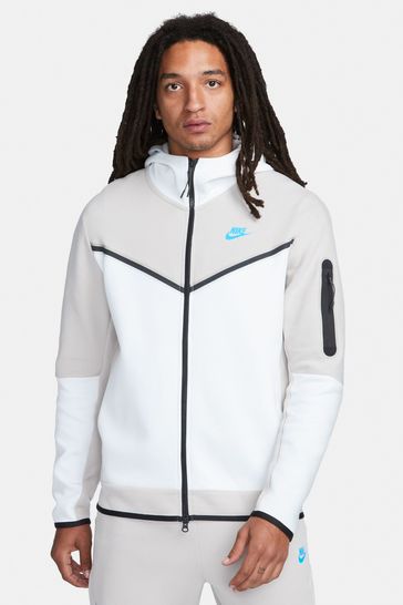 Nike White Tech Fleece Zip Through Hoodie