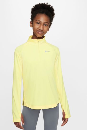 Nike Yellow Dri-FIT Half Zip Long Sleeve Running Top