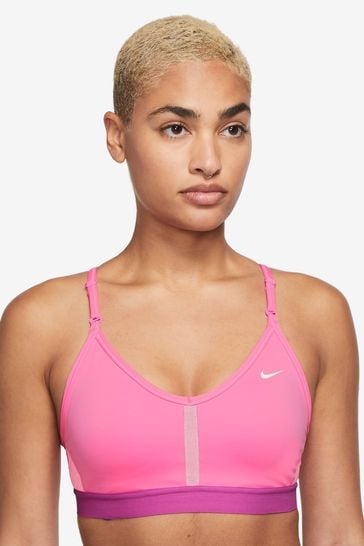 Nike Bright Pink Indy V-Neck Light Support Padded Sports Bra