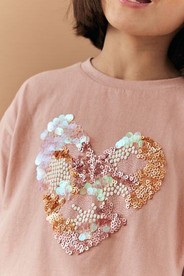 Sequin heart t hot sale shirt