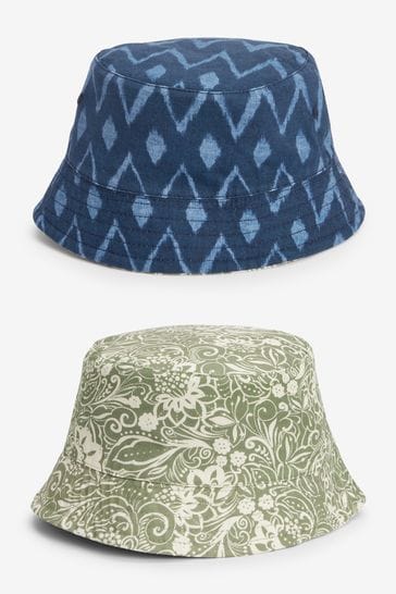 Blue/Green Printed Festival Reversible Bucket Hat
