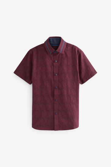 Plum Purple Paisley Short Sleeve Shirt (3-16yrs)