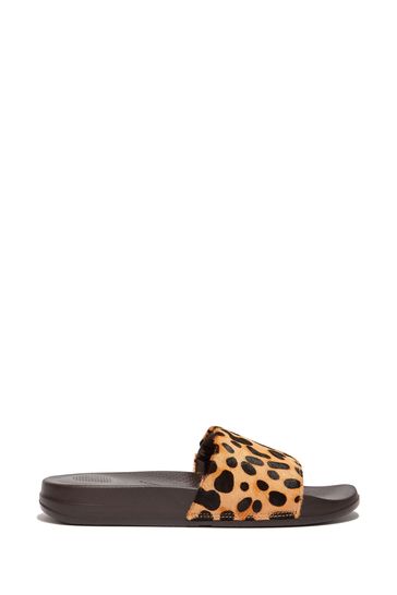 FitFlop Iqushion Animal Print Hair-On Leather Slides