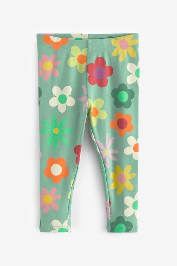 Buy Green Floral Rib Jersey Leggings (3mths-7yrs) from Next Poland