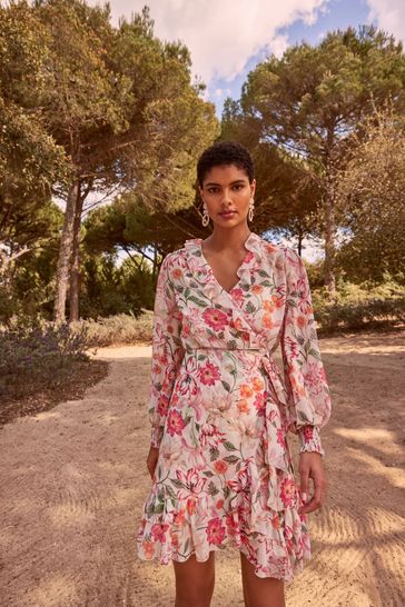 Phase Eight Cream Melinda Printed Wrap Dress