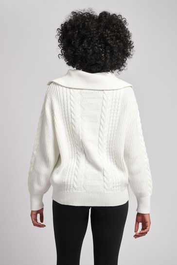U.S. Polo Assn. Womens Chunky Knit Zip Neck Jumper