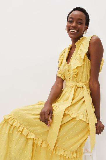 Yellow frill dress on sale