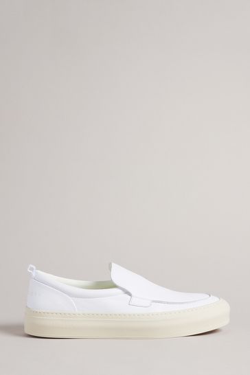 Ted Baker Eddwin White Leather Slip On Loafers