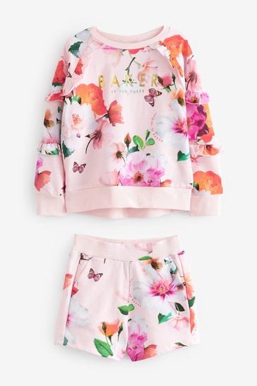 Baker by Ted Baker Pink Floral Sweater And Short Set