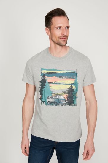 M&Co Grey Camping Graphic T-shirt