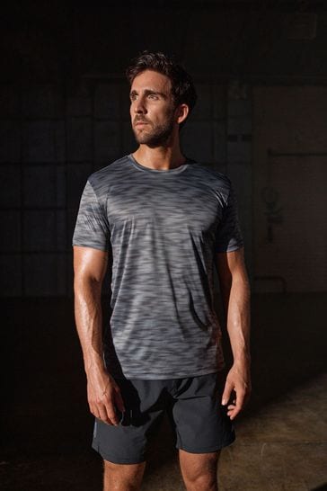 Grey Inject Active Gym And Training Printed T-Shirt