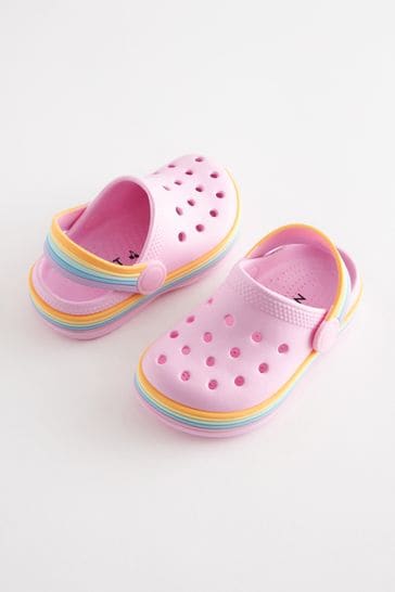 Pink Rainbow Clogs With Ankle Strap