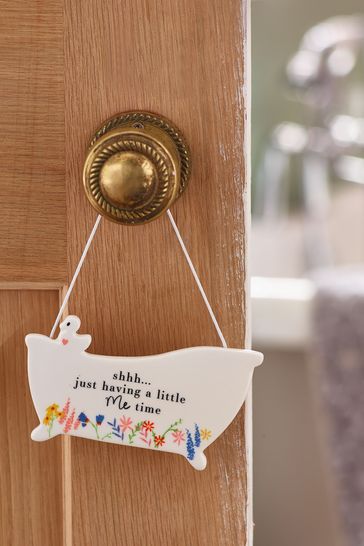White Me Time Hanging Sign