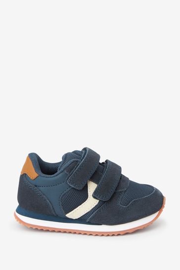 Navy Wide Fit (G) Double Strap Trainers