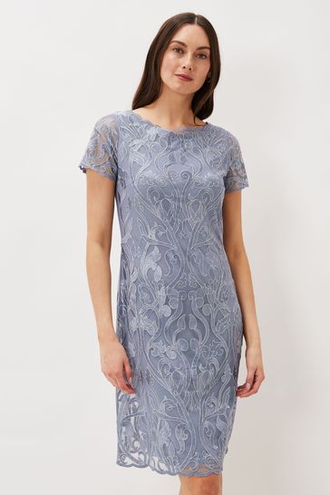 Phase Eight Blue Bea Embroidered Dress