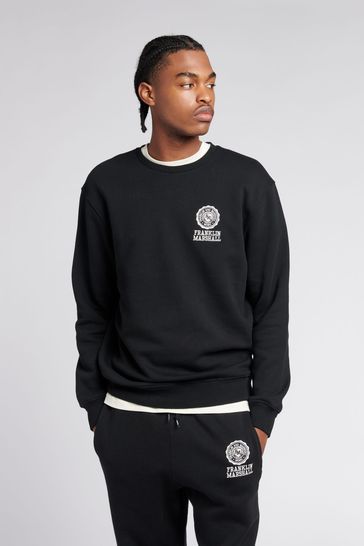 Franklin Marshall Mens Black Crest BB Crew Neck Sweatshirt
