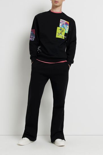 Buy River Island Black Slim Side Split Joggers from Next Croatia