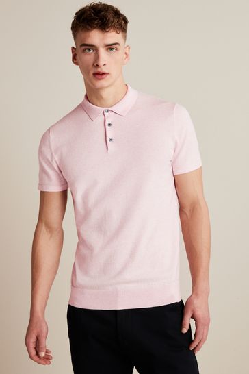 Light Pink Short Sleeved Knitted Polo Shirt