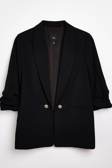Buy River Island Black Black Ruched Sleeve Blazer from Next Ireland