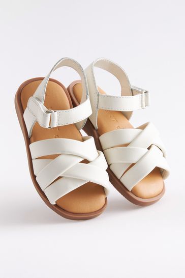 Buy White Leather Strappy Padded Sandals from Next Luxembourg