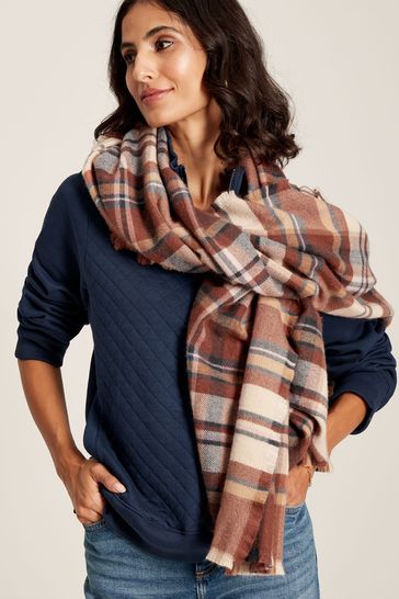 Joules Bracewell Brown Oversized Blanket Scarf