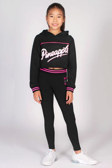 Pineapple Girls Stripe Logo Crop Black Hoodie
