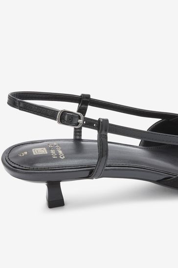 Black slingback hot sale shoes low heel