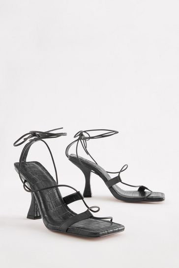 Black strappy square toe outlet heels