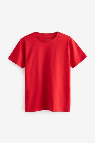 Camiseta roja de manga corta de algodón (3-16 años)