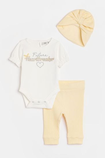 River Island Yellow Baby Girls Heartbreaker Turban Set