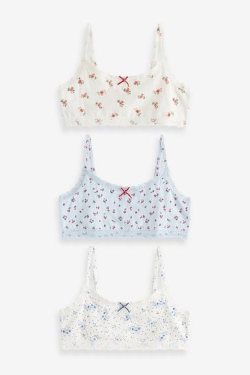 Blue/White Ditsy Floral Strappy Crop Top 3 Pack (5-16yrs)