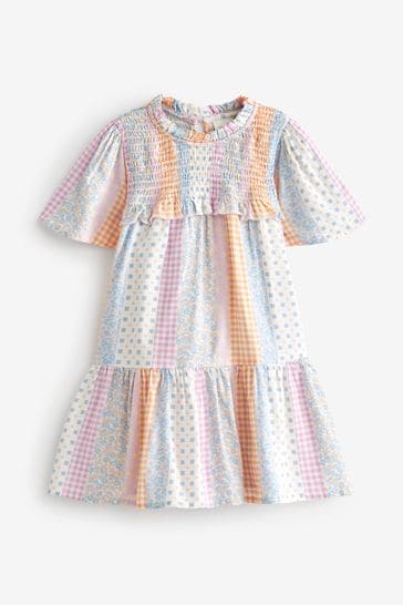 Buy Multi Patchwork Tiered Printed Dress 3mths 7yrs from Next Luxembourg