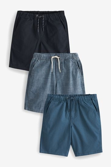 Pack 3 de pantalones cortos azules sin cordones (3-16años)