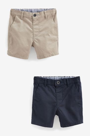 Navy Blue/Stone Natural Chino Shorts 2 Pack (3mths-7yrs)