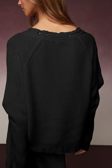 Distressed black jumper discount