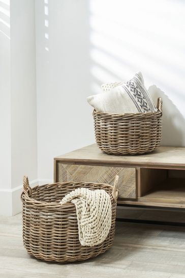 Pacific Set of 2 Grey Kubu Log Storage Baskets
