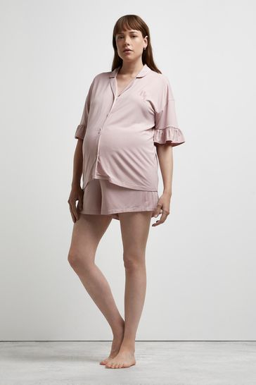 Buy River Island Maternity Pink Short Sleeve Jersey Pyjama Set