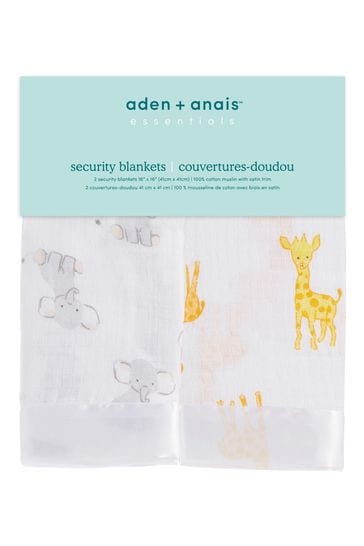 Pack de 2 mantas básicas de seguridad para bebés de muselina con estampado de animales de aden + anais