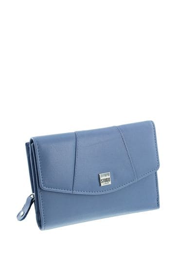 Blue leather purse deals