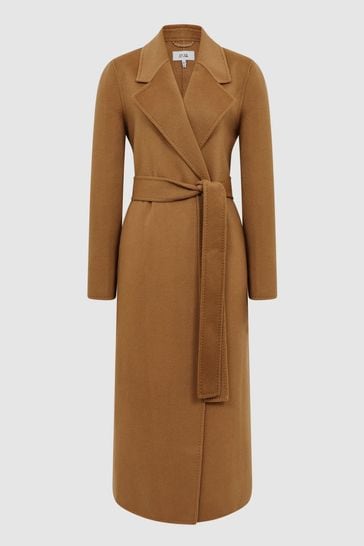Buy Reiss Camel Honor 100 Cashmere Wool Blindseam Long Coat from