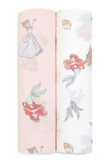 Aden + Anais White Essentials Disney Princess White Cotton Muslin Blankets 2-Pack