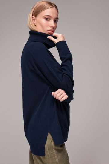 Buy Whistles Blue Cashmere Roll Neck Jumper from Next Canada
