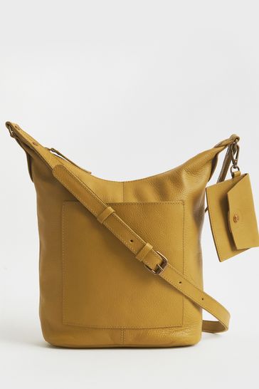 White Stuff Yellow Fern Leather Cross-Body Bag
