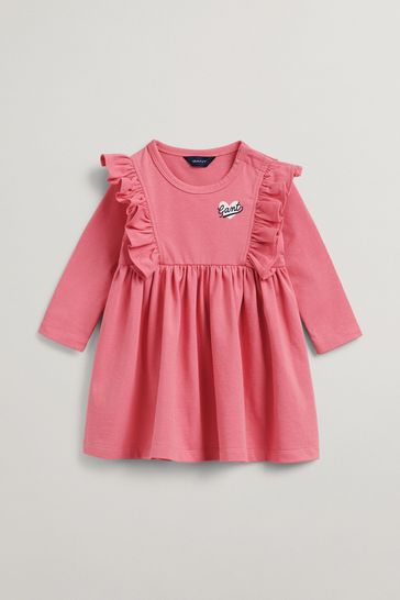 GANT Baby Pink Heart Script Jersey Dress