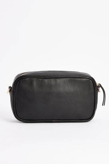 Black leather top camera bag